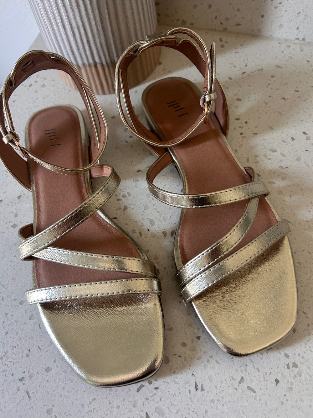 Metallic Gold Strappy Women’s Sandals NWOT